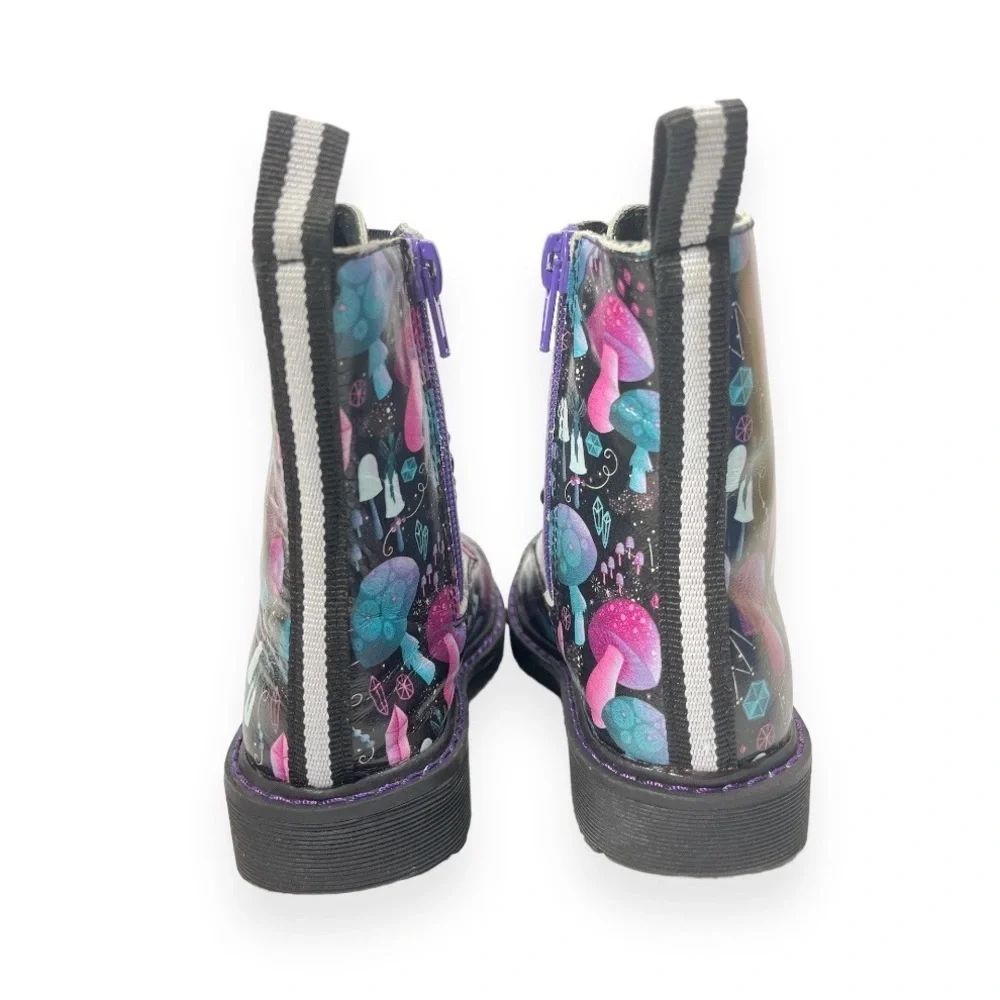 Spellbound Soles Kids Mushroom High‎ Top Chunky Combat Boots Pinks Blues Black